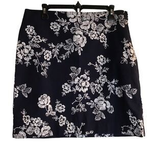 Talbots Navy blue & white cotton skirt size 12